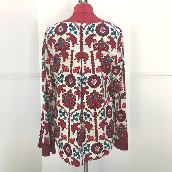 NWT Crown & Ivy blouse Ivory & Red Elephants PL - Picture 5 of 10